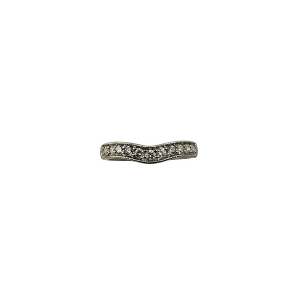 Vintage 14 Karat White Gold and Diamond Wedding Band Ring Size 7.5 #10439 - Picture 1 of 8